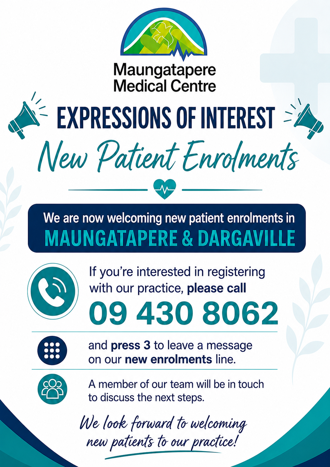 New Patient Enrolments flyer