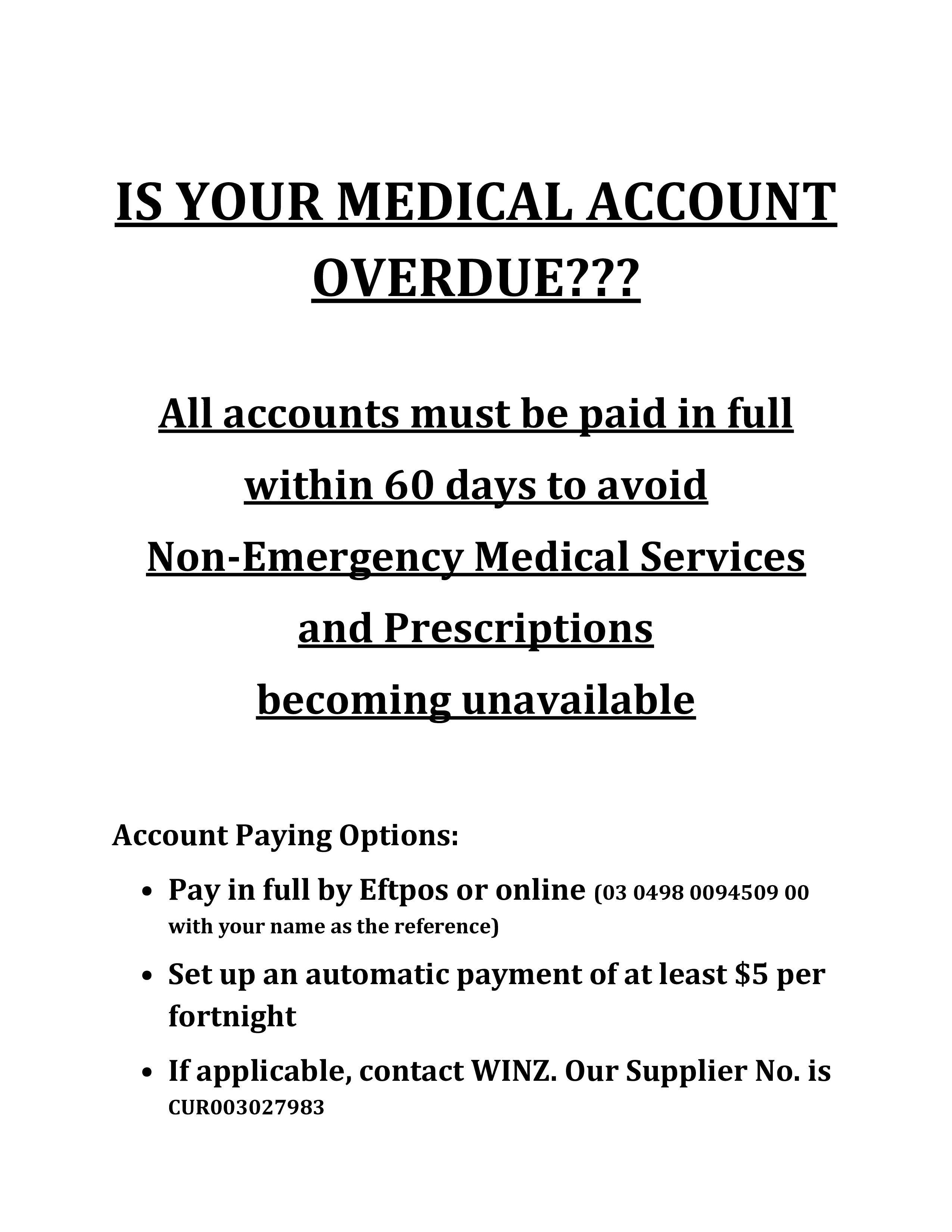 Overdue medical account notice